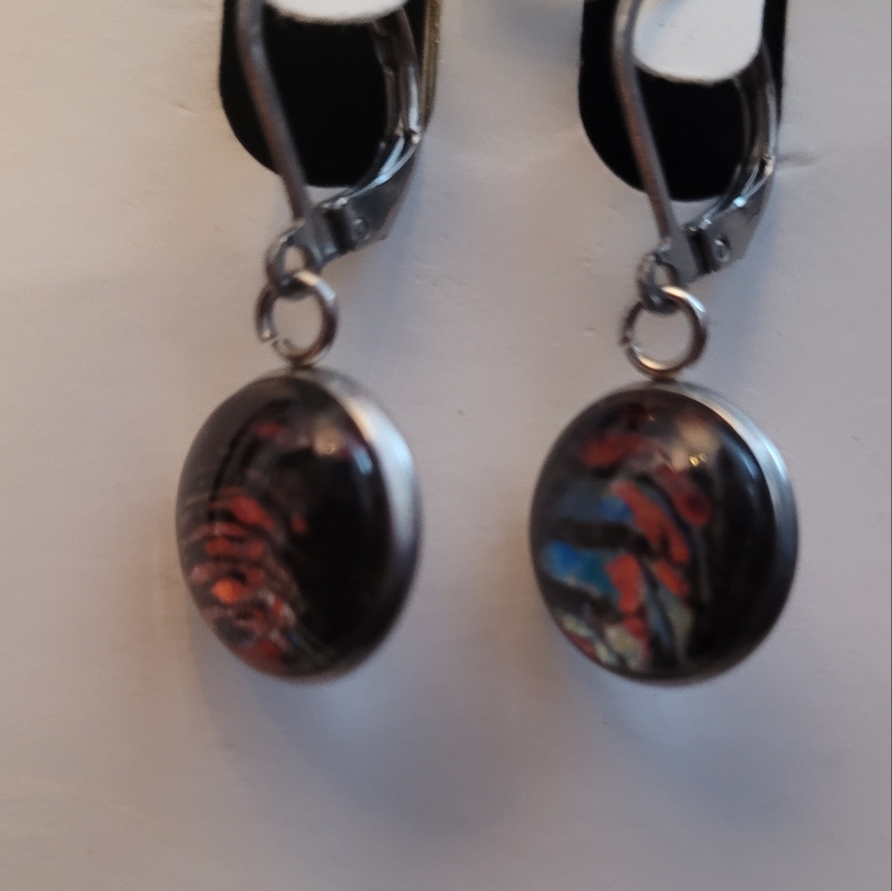 Handpainted glass earrings